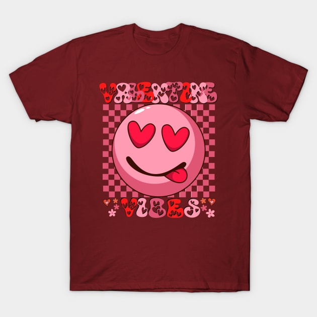 groovy valentine vibes valentines day shirts for girls womens and moms T-Shirt by TRACHLUIM